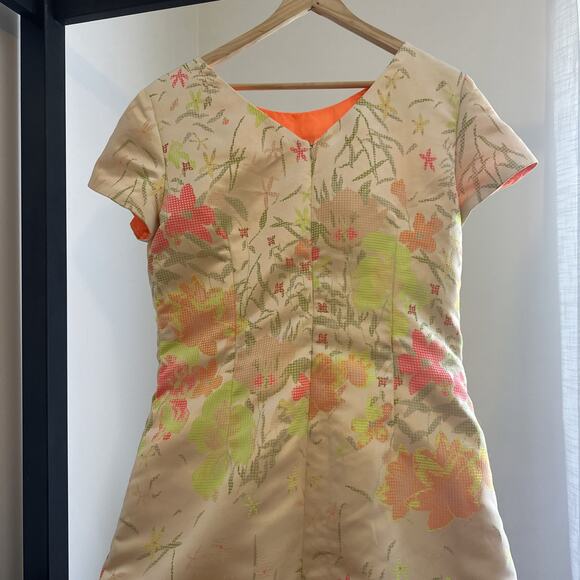 Sara Campbell Size 14 Satin Silky Neon Floral Dress - Picture 8 of 8
